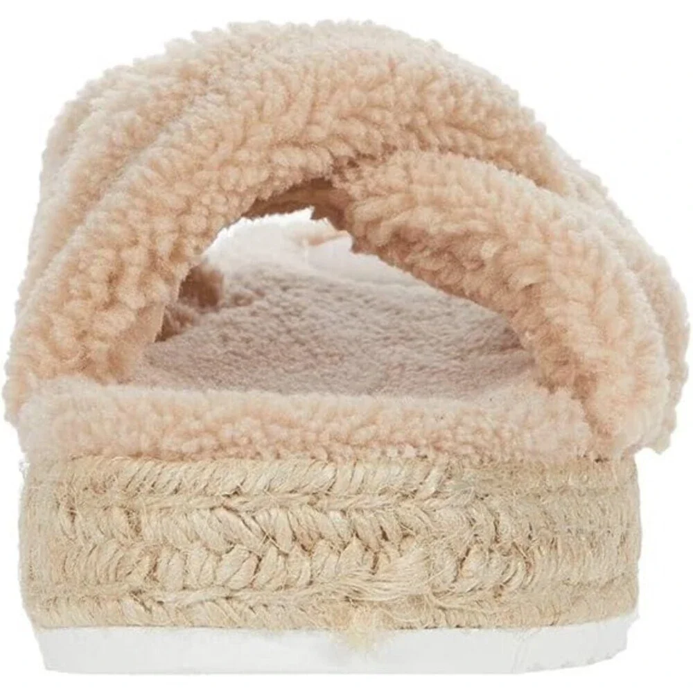 GBG Los Angeles Daphne Sandals Women's US 8 Beige Faux Fur Espadrille JOBB1411